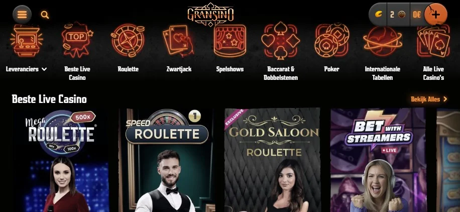 Gransino mobiele versie van de website
