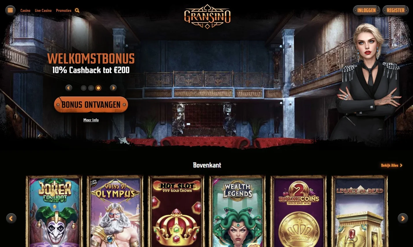 Gransino hoofdpagina overzicht screenshot